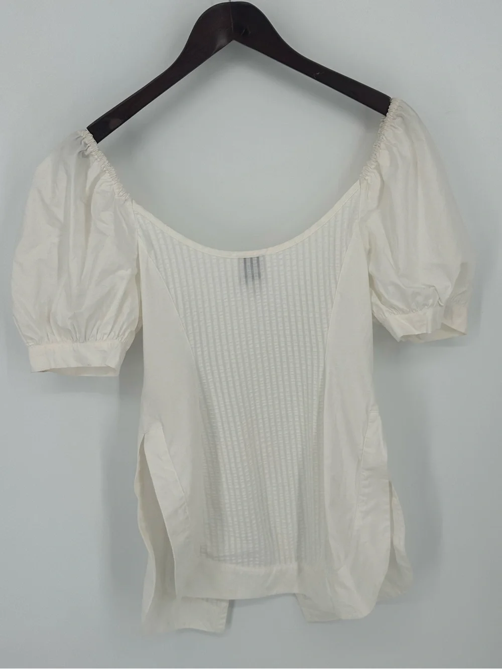 Anthropologie Maeve Puff-Sleeve Sweetheart Top Buttons White Size XS Blouse